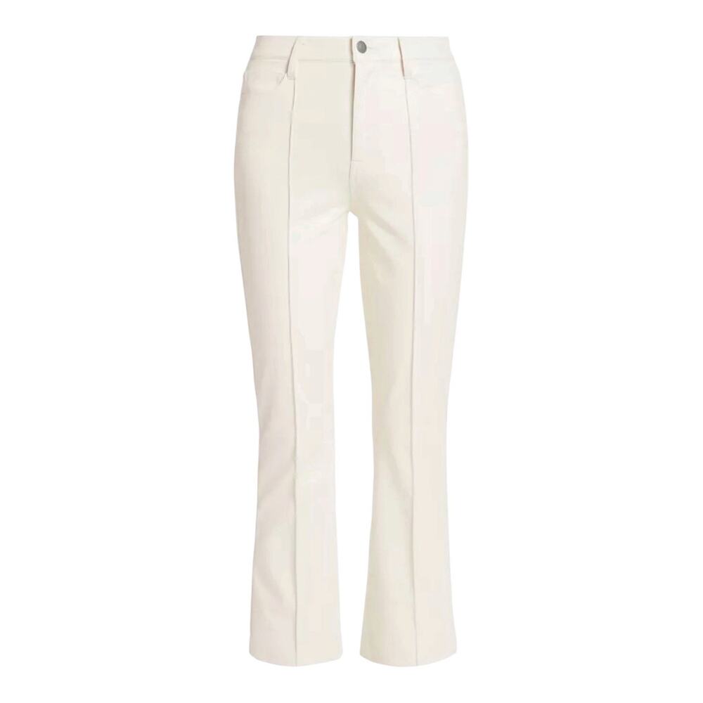 7 For All Mankind Cream High Waist Slim Kick Faux Leather Pants - Size 30